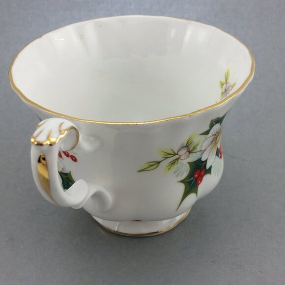 Vintage Christmas Yuletide Teacup Saucer Royal Albert Poinsettias Factory Second - Picture 4 of 10